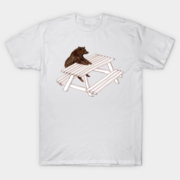 Picnic bear T-Shirt by crumpetsandcrabsticks